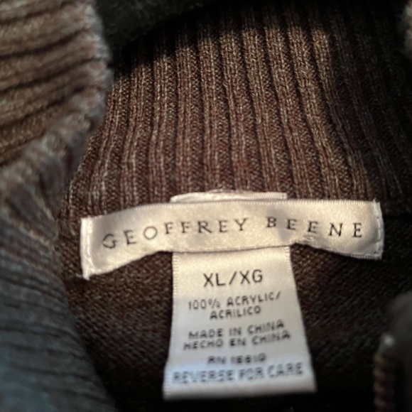 GEOFFREY BEENE Men's grey/green Extra Soft Front zip Argyle sleeve sweater NWT - Picture 1 of 8